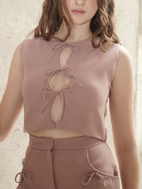 Monstera Top - Dusty Pink